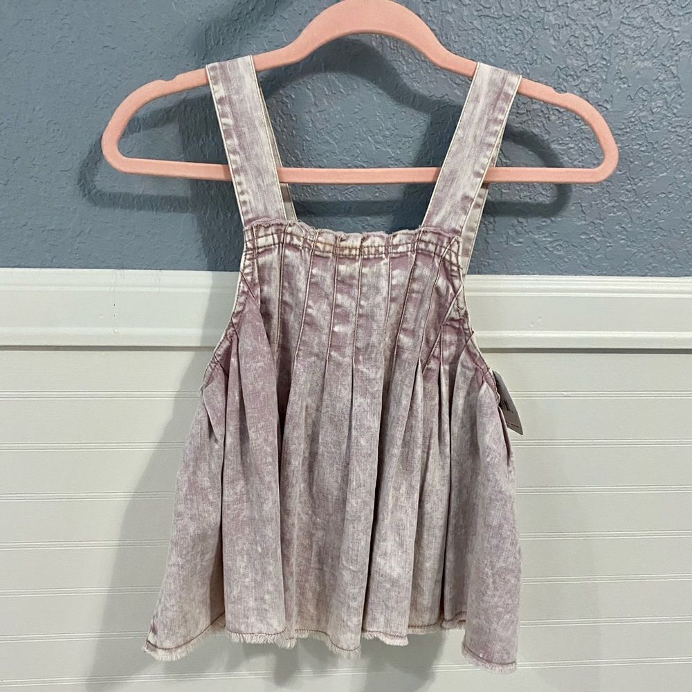 Free People Marina Pleated Denim Strappy Top - Picture 3 of 8